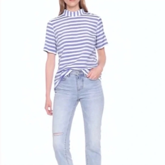 Banana Republic Stripe Button Back Blouse - Picture 1 of 4